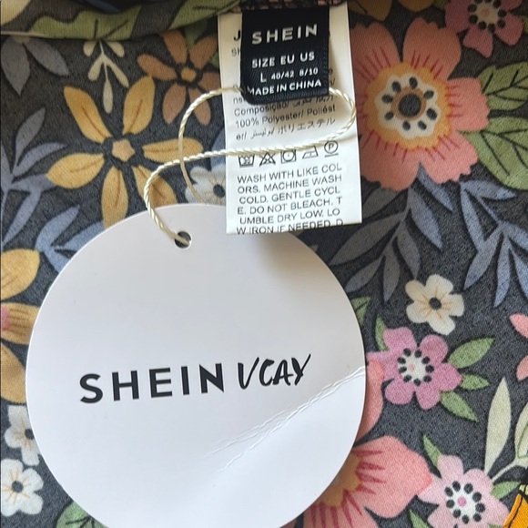 SHEIN Vibrant Floral V-Neck Mini Dress - Picture 3 of 7